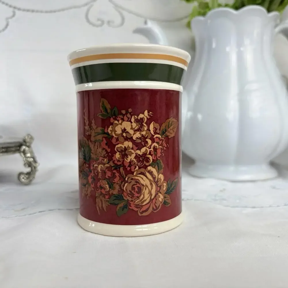 Springmaid Toothbrush Holder Rosemond Burgundy‎ Cottage Roses Tooth Brush Holder